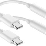 USB C to 3.5mm Audio Headphone Jack Adapter (2Pack), Aux to USB C Dongle Cord Cable Compatible with iPhone 17/16/15, iPad Pro, Samsung Galaxy S25 S24 S23 Ultra/Google Pixel - White