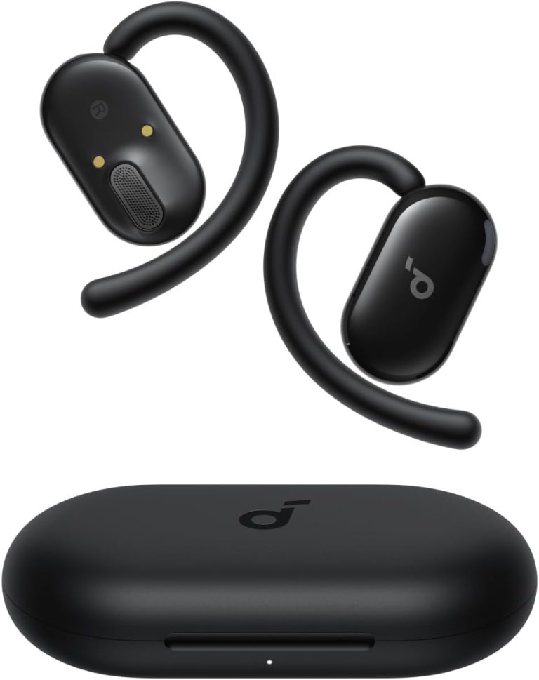 Soundcore V20i by Anker Open-Ear Headphones, Adjustable Ear Hooks, Ultra-Comfort, Snug Fit, Powerful Sound, Clear Calls, LED Lights, 36H Playtime, Bluetooth 5.4 Earbuds, Black - 18 Months Warranty