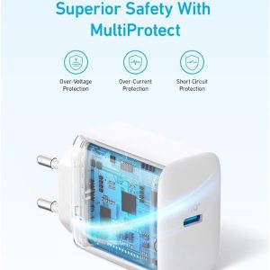 ⁦Anker USB C Charger 20W, PIQ 3.0 Durable Compact Fast Charger, for iPhone 13/13 Mini/13 Pro/12, iPhone 14,iPhone 14 Pro Galaxy, Pixel 4/3, iPad/iPad mini⁩ - الصورة ⁦6⁩