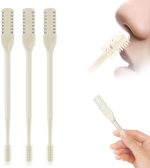 HOAIME Nasal Hair Cutter, 2024 Upgraded Double Sided Nose Hair Knife, 360° Rotating Portable Manual Nose Hair Trimmer, Nose Hair Remover for Women Men Travel Essentials (Beige, 3 Pcs)