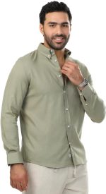 ⁦Men's Linen Button-Down Shirt⁩ - الصورة ⁦3⁩