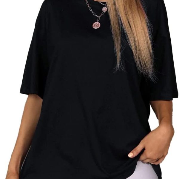 Oversized T- Shirt for Women - Cotton - Drop shoulder Half Sleeves