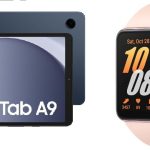 Samsung Galaxy Tab A9 LTE Android Tablet, 4GB RAM, 64GB Storage, Navy With Samsung Galaxy Fit3 Band, Exercise and Sleep Tracking, Fall Detection, Bluetooth, 40mm-Pink Gold