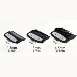 ⁦مجموعة أمشاط ماكينات قص الشعر، 3 قطع من أمشاط لماكينات قص الشعر الاحترافية، بديلة لمعظم ماكينات قص اماكينة الحلاقة المهنية، ٣/١.٥/٤.٥ مم⁩ - الصورة ⁦2⁩