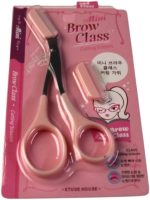 ⁦Pro Class Stainless Steel Eyebrow Trimming Scissors with Comb, Pink⁩ - الصورة ⁦2⁩