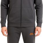 MEZA Men's Sports Set, Zip Up Hoodie and Sweatpants, Grey, Heavy Diving Fabric, DTF Print, Sport and Outwear, Back Pocket