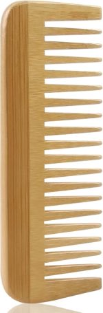 مشط خشبي واسع الاسنان - مشط شعر طبيعي بدون يد لفك تشابك الشعر بلطف والعناية اليومية بالشعر