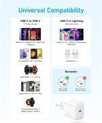 ⁦Anker USB C Charger 20W, PIQ 3.0 Durable Compact Fast Charger, for iPhone 13/13 Mini/13 Pro/12, iPhone 14,iPhone 14 Pro Galaxy, Pixel 4/3, iPad/iPad mini⁩ - الصورة ⁦7⁩