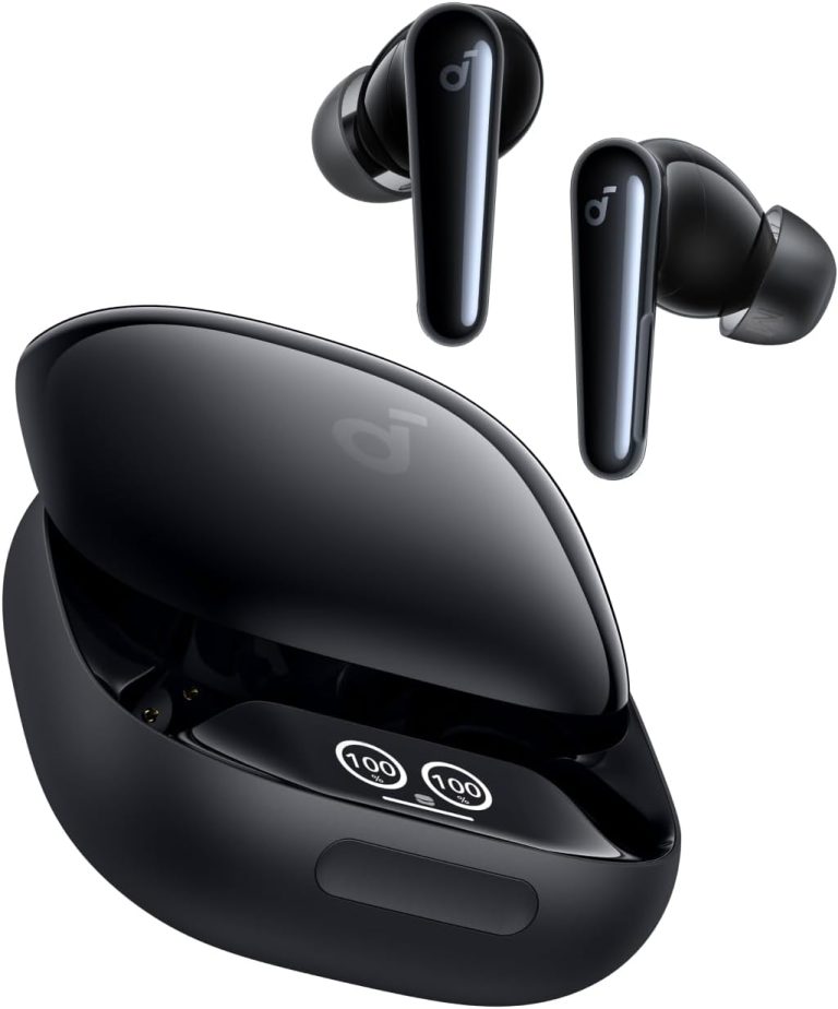 soundcore Liberty 4 Pro by Anker, Noise Cancelling Wireless Earbuds, 7-Sensor and Real-Time Adaptive Noise Cancelling, Clear Calls with 9 Mics and AI - Black -18 Months Warranty
