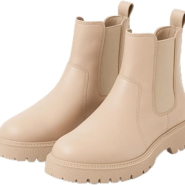 LOU Women's Chelsea Boots, Platform Ankle Boots with Elastic Side Panels