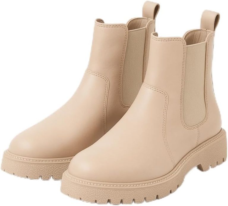 LOU Women's Chelsea Boots, Platform Ankle Boots with Elastic Side Panels