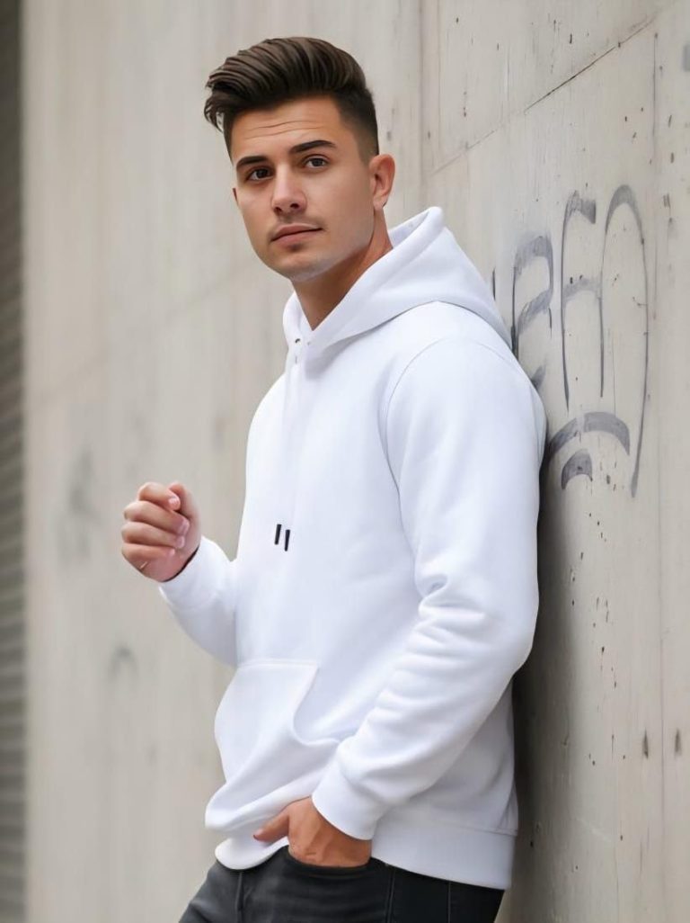 Men's Hoodie Sweatshirt Loose Fit Solid Color Long Sleeve Kangaroo Pocket Hoodie