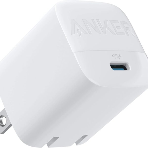 Anker 313 GaN 30W Foldable Charger PIQ 3.0 Durable Compact Fast Charger for iPhone 15/15 plus/15 Pro/15 Pro Max/14/13, Galaxy, Pixel 6/7, iPad/iPad Mini (Cable Not Included) (White)