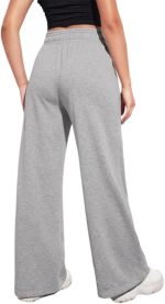 Sport Sweatpants Wide Leg With Line – High Waist - Side Pockets Drawstring Pants Women Sports wear - الصورة 2