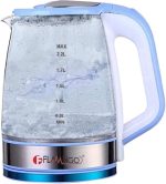 ⁦Flamingo Kattel FM-4003 Glass Electric Kettle 2.2L, Blue⁩ - الصورة ⁦2⁩
