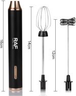 ⁦RAF Electric Rechargeable Nescafe Mixer,EGG Whisk, 10W 2-in-1 Milk Frother, 3-Speed Handheld Mixer with Low Noise,For latte coffee cappuccino (3 Years Warranty)(Gold -10W)⁩ - الصورة ⁦3⁩