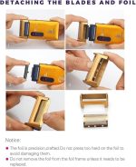 ⁦ماكينة حلاقة كهربائية بقدرة 3 وات للرجال قابلة لإعادة الشحن من الألومنيوم - شحن سريع، حلاقة مستمرة، ورق تغطية من خليط التيتانيوم المعدني شديدة الصلابة لتجربة حلاقة مريحة، ماكينة تشذيب اللحية، لون ذهبي⁩ - الصورة ⁦5⁩