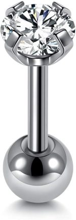 ⁦Zysta Mini Cubic Zirconia 16G Earring Studs Round Rhinestone Diamond Stainless Steel Post Back Ball Screw Men Women Boy Girl Nose Helix Cartilage Ear Lobe Small Cute Piercing Jewelry⁩ - الصورة ⁦4⁩