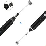 ⁦Milk frother handheld, rechargeable electric mixer for coffee drink, foam bread maker, 3 speed adjustable hand held mixer for mini whisk, cappuccino latte hot chocolate (black)⁩ - الصورة ⁦2⁩