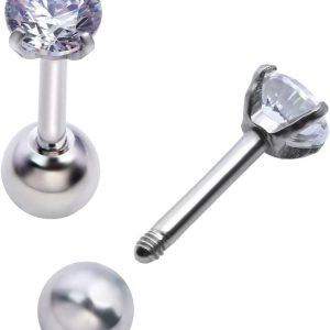 ⁦Zysta Mini Cubic Zirconia 16G Earring Studs Round Rhinestone Diamond Stainless Steel Post Back Ball Screw Men Women Boy Girl Nose Helix Cartilage Ear Lobe Small Cute Piercing Jewelry⁩ - الصورة ⁦6⁩