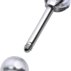 ⁦Zysta Mini Cubic Zirconia 16G Earring Studs Round Rhinestone Diamond Stainless Steel Post Back Ball Screw Men Women Boy Girl Nose Helix Cartilage Ear Lobe Small Cute Piercing Jewelry⁩ - الصورة ⁦3⁩