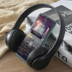 ⁦Wireless Bluetooth Headphone - Over Ear Stereo Music Headset with Memory Card Support, Gaming Headphones with Built-in Microphone for Laptop, Mobile Phone, PC-47 (Black)⁩ - الصورة ⁦2⁩