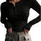 Women's Ribbed Button Sleeve T-Shirt