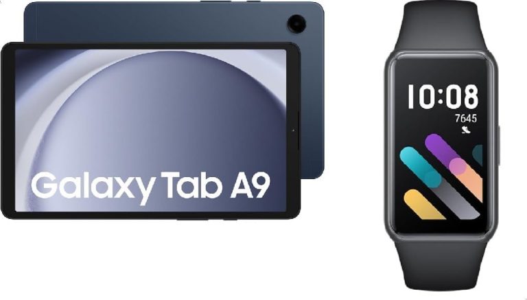 Samsung Galaxy Tab A9 LTE Android Tablet, 4GB RAM, 64GB Storage, Navy With Honor Watch Band 7, Black Meteorite