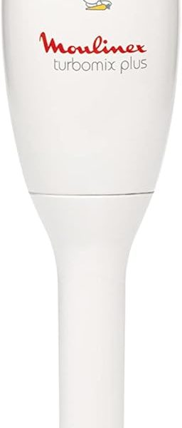 Moulinex DD1001EG Turbomix Plus, Hand Blender, 350 Watts, 800 Milliliters Plastic Beaker, 2 Blades, Hang-Up Ring, White and Red