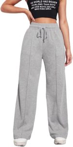 Sport Sweatpants Wide Leg With Line – High Waist - Side Pockets Drawstring Pants Women Sports wear