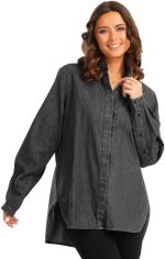 كلو قميص جينز للنساء مع فتحة مخفية