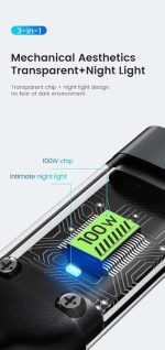 ⁦Multi USB Cable 3 in 1 Braided Fast Charging 6A/100W - Smart Chip - Thicker Version Compatible with Lightning/Micro/Type-C - Multi Fast Charging Cable 3 in 1 Type C - (Black)⁩ - الصورة ⁦4⁩