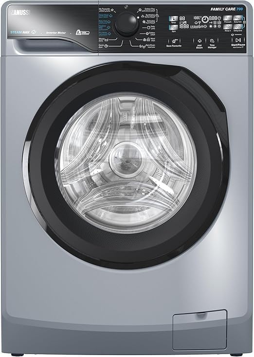 51cPEEwUwML._AC_.jpg غسالة ستيم ماكس إصدار خاص، تحميل أمامي، مع محرك عاكس من زانوسي، سعة 8 كيلوجرام، لون فضي، ZWF8221SB7