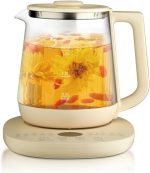 غلاية صحية كهربائية متعددة الوظائف R.7937 من زجاج البوروسيليكات سعة 1.5 لتر من راف | ابريق ماء ساخن وصانع شاي | 20 قائمة ذكية | غليان سريع 1500 واط | مؤقت 24 ساعة | حماية من الغليان الجاف | ضمان 3