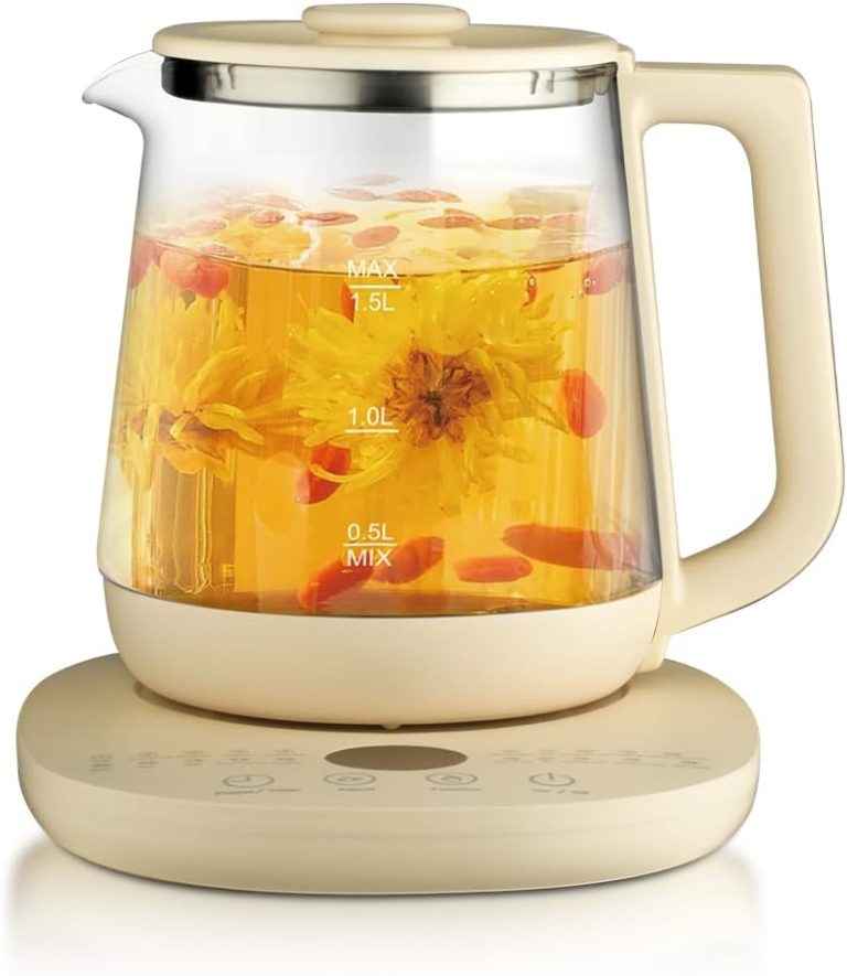 غلاية صحية كهربائية متعددة الوظائف R.7937 من زجاج البوروسيليكات سعة 1.5 لتر من راف | ابريق ماء ساخن وصانع شاي | 20 قائمة ذكية | غليان سريع 1500 واط | مؤقت 24 ساعة | حماية من الغليان الجاف | ضمان 3