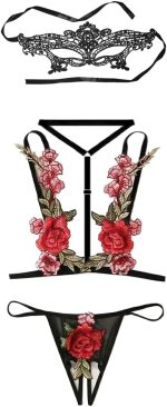 Imported Sexy Soft Lace Babydoll Bra Lingerie Imported Colorful Flowers High Quality + Mask Sexy Eyes Cosplay Soft Lace Satin Ribbons Imported