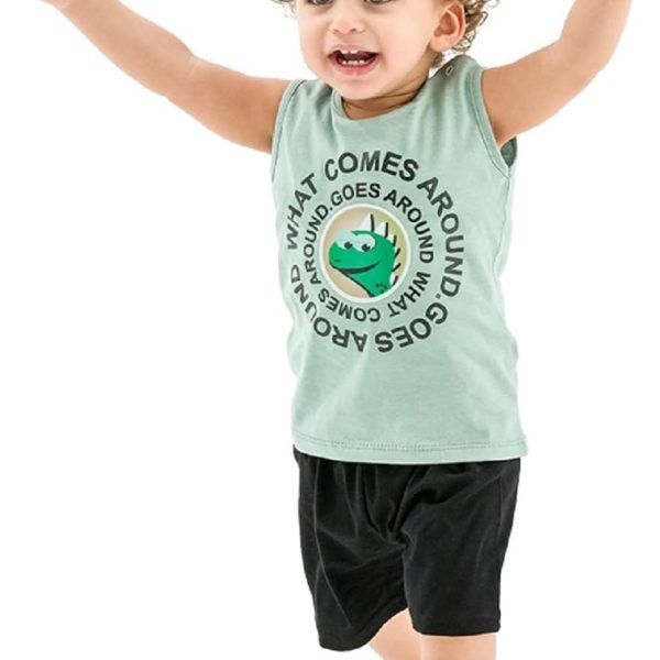 Jockey M M Boys Set Of 2 Pieces Sleeveless T-Shirt&Short Printed Shapes Baby & Toddler Sleepers (pack of 1)