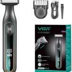 VGR V-360 Digital Display Cordless Dual Sided OneBlade Trimmer & Shaver 0.5-9mm Adjustable Comb for complete Beard Styling & Body Hair Trimming 90 mins Runtime Fully Washable IPX5 Waterproof, Green