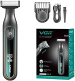 VGR V-360 Digital Display Cordless Dual Sided OneBlade Trimmer & Shaver 0.5-9mm Adjustable Comb for complete Beard Styling & Body Hair Trimming 90 mins Runtime Fully Washable IPX5 Waterproof, Green