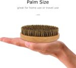 ⁦rulimshop Men's Beard Brush with Wooden Handle Firm Bristles for Taming & Softening Facial Hair Skin Care & Beard Grooming Palm Size⁩ - الصورة ⁦2⁩