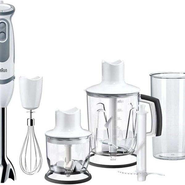 Braun MultiQuick 5 Vario Hand Blender with Attachments, 1000 Watt, White/Grey, MQ 5245 WH, International Warranty