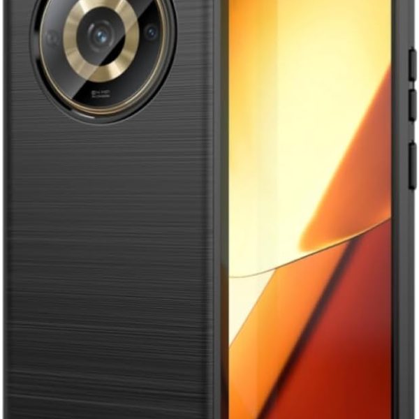 جراب متوافق مع ريلمى 11 ، - غطاء حماية مقاوم للصدمات شديد التحمل من ألياف الكربون المصقولة - غطاء واقي مضاد للخدش و مقاوم للانزلاق - أسود