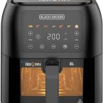 Black & Decker 8L Air Fryer - 1700W Power, Spacious Basket, Digital Touch Control, 7 Preset Functions, Rapid Air Convection - Perfect for Large Meals, Smokeless Cooking - - SAF80W-B5