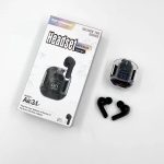 ⁦Earbuds Air31, Wireless, Wired Earphones Transparent with Deep Bass, Stereo Sound, Bluetooth Headphone with Charging Case, White, Black and Pink (black)⁩ - الصورة ⁦2⁩