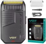 VGR V-375 Professional Ultra-Thin Electric Shaver - Rechargeable Razor for Face Care, Beard Trimmer With Reciprocating Blade, USB Travel Shaver for Men - Black