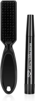 HOUSTASK Beard Filling Pen Kit for Men Barber Pencil-Water Proof& Sweat Proof, Long Lasting -Beard Pen with a Micro-Fork Tip Applicator Creates Natural Looking Beard, Moustache & Eyebrows