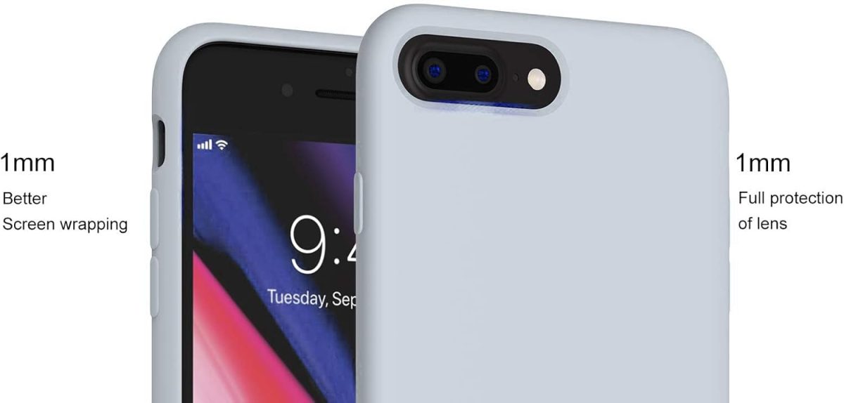 ⁦Dl3 Mobilak Compatible with iPhone 7 Plus/iphone 8 Plus Case, Liquid Silicone Case, Full Body Protective Cover, Shockproof, Slim Phone Case, Anti-Scratch Soft Microfiber Lining (Blue Grey)⁩ - الصورة ⁦3⁩