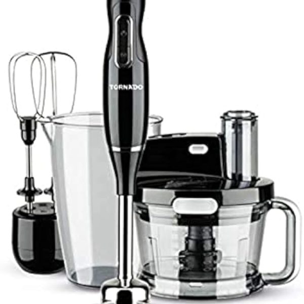 TORNADO Hand Blender 1000 Watt Food Processor Whisk Black THB-1000MK