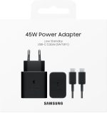 ⁦Samsung Original 45W PD Power Adapter With Compact Design/USB-C Port/USB Type-C to C Cable (5A/1.8m) Super Fast Charging- (Black)⁩ - الصورة ⁦5⁩