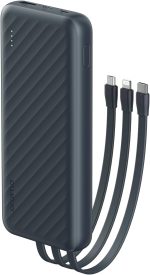 Oraimo Slice Link Pro 22.5W Super Fast Charging Powerbank 10000mAH, 3 built in Charging Cable,Universal Compatibility,Multi-Layer Protection-Black